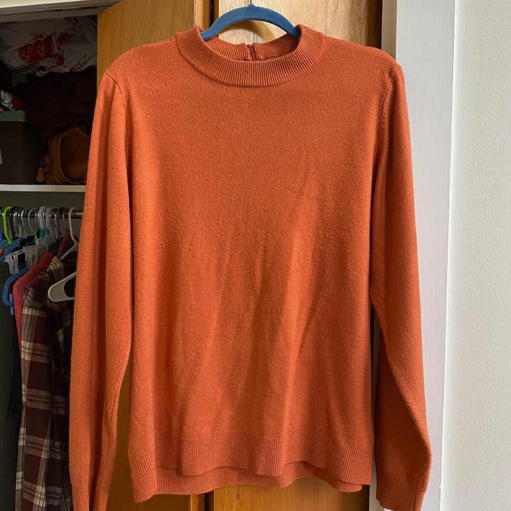 Orange mock neck sweater Carolyn Taylor